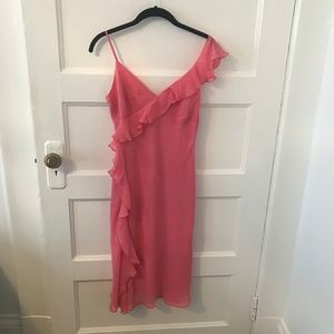 Silk Banana Republic Pink Ruffle Slip Dress